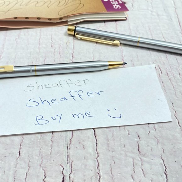 SHEAFFER ball point pen and Mechanical Pencil set in case with original papers, - Picture 2 of 9